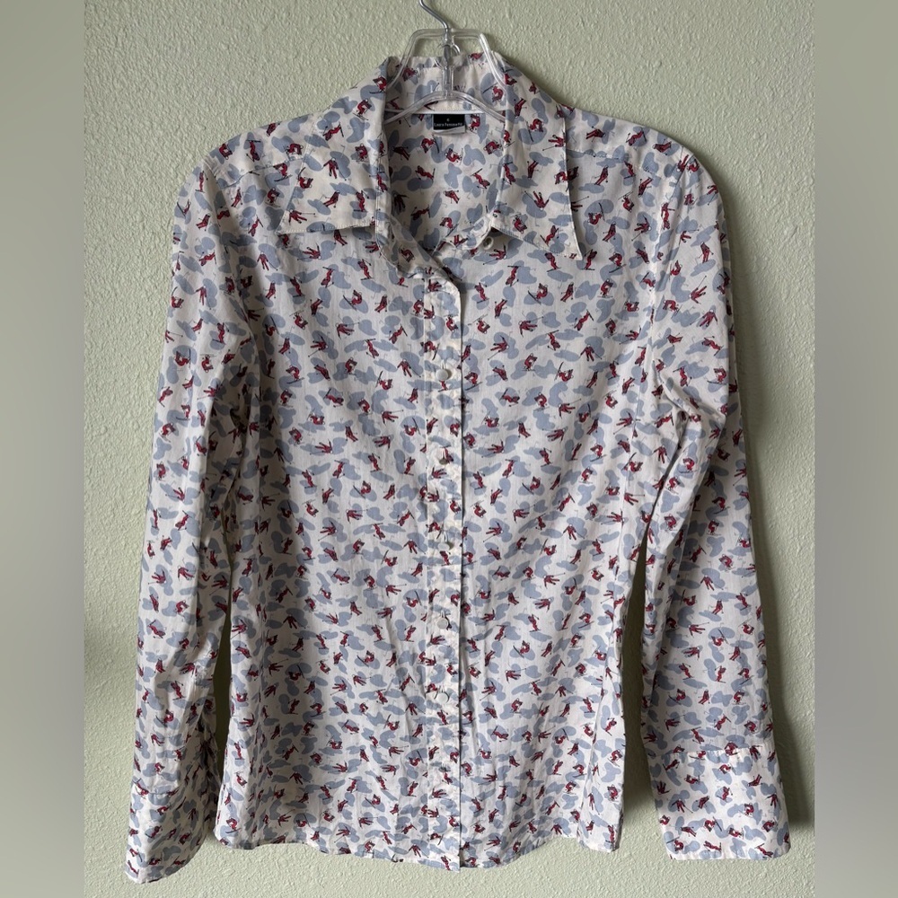 J. Crew Skiers Skiing Button Up Long Sleeve Cream Blouse Shirt Top Size: 6